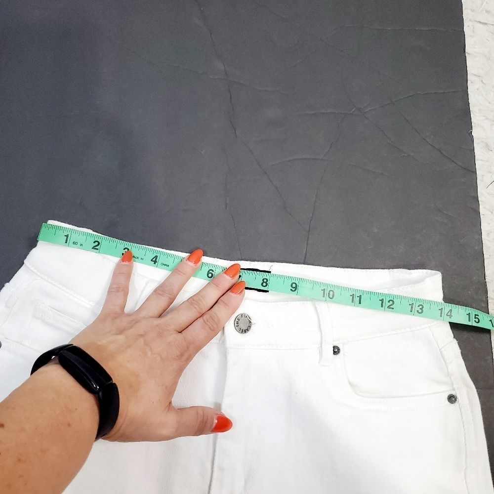 4x$25 The Fifth label white bone denim high waist jeans wave hem embroidered med - Picture 9 of 12